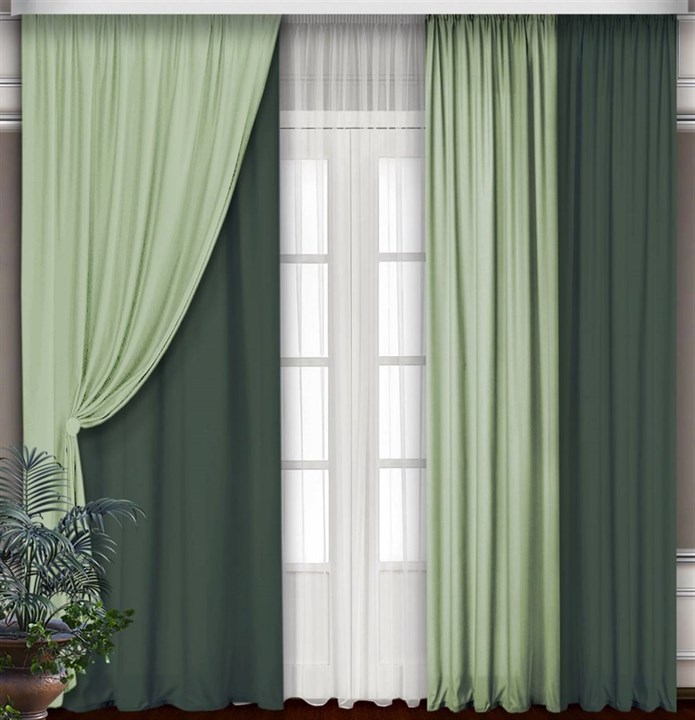 Комбинированные шторы Грэйс, зеленый/фисташковый - фото 116174