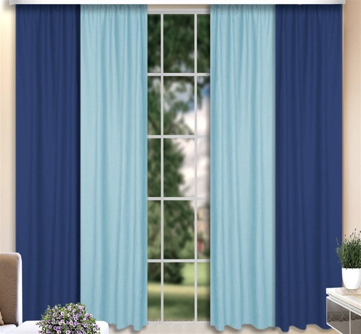 Комбинированные шторы Софт-Дуэт синий/голубой - фото 116186