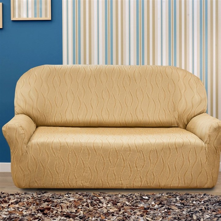 ТОСКАНА БЕЖ Чехол на 3-х местный диван от 170 до 230 см - фото 12726