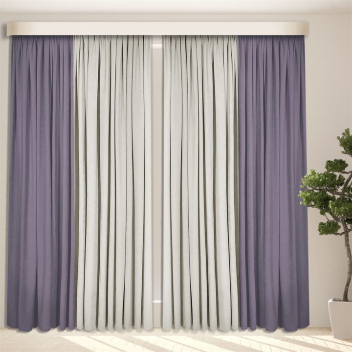 Готовые шторы Кармен Дуэт (выс.260) фиолетовый/серый - фото 150341