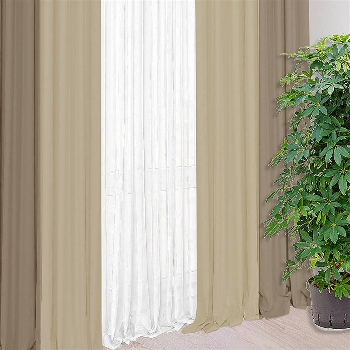 Готовые шторы Кармен Дуэт (выс.300) светло-бежевый/бежевый - фото 189489