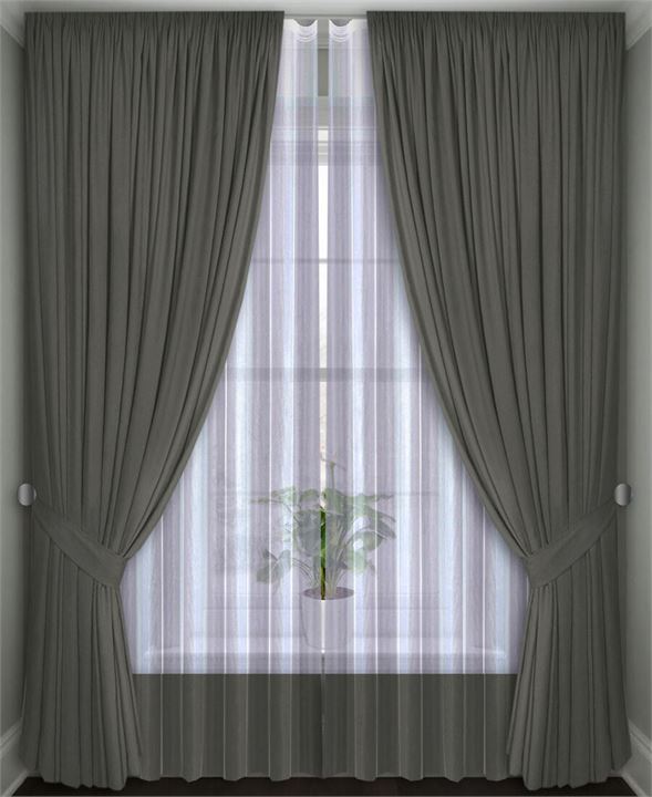 Комплект штор Кармен 150х260 с вуалью, мокрый асфальт 60085