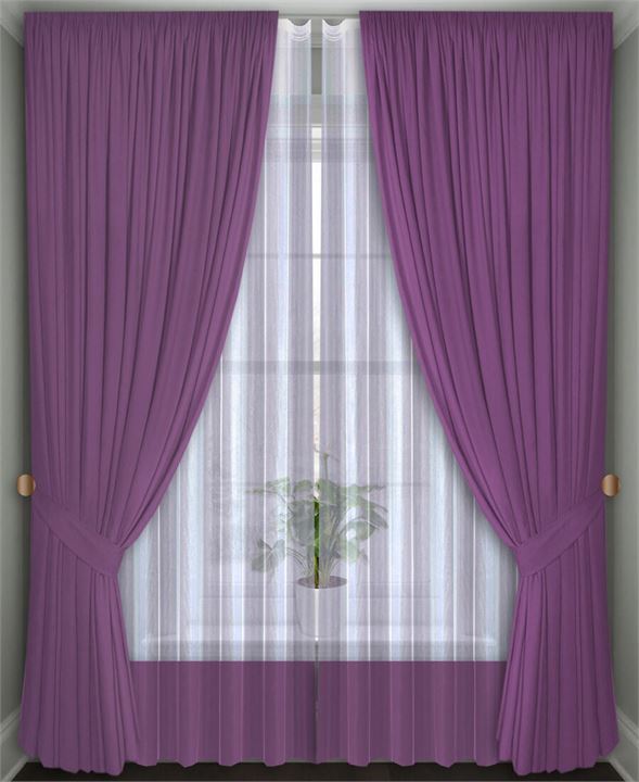 Комплект штор Кармен 150х260 с вуалью, малиновый 60086