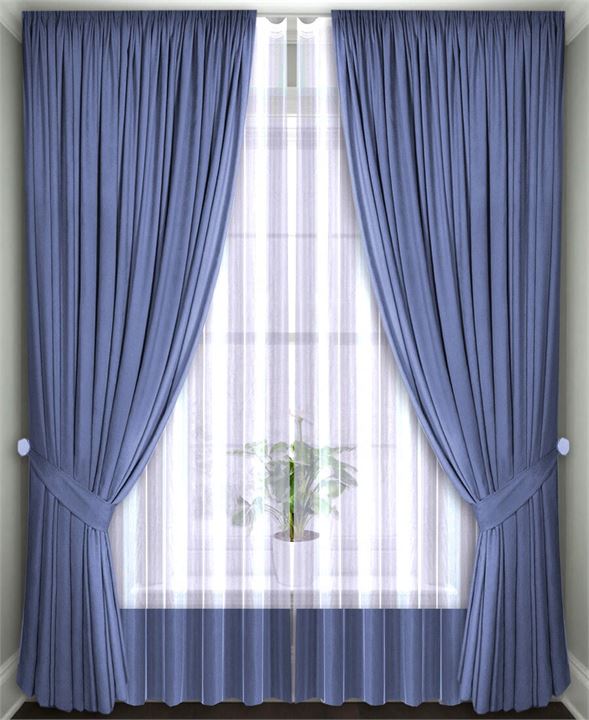 Комплект штор Кармен 150х260 с вуалью, индиго 60090