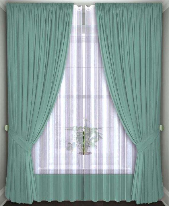 Комплект штор Кармен 150х260 с вуалью, бирюзовый 60087