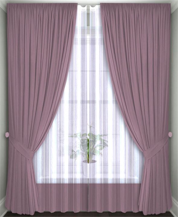 Комплект штор Кармен 150х260 с вуалью, пудрово-сиреневый 60091