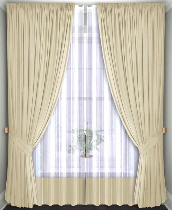 Комплект штор Кармен 150х260 с вуалью, светло-бежевый 60092