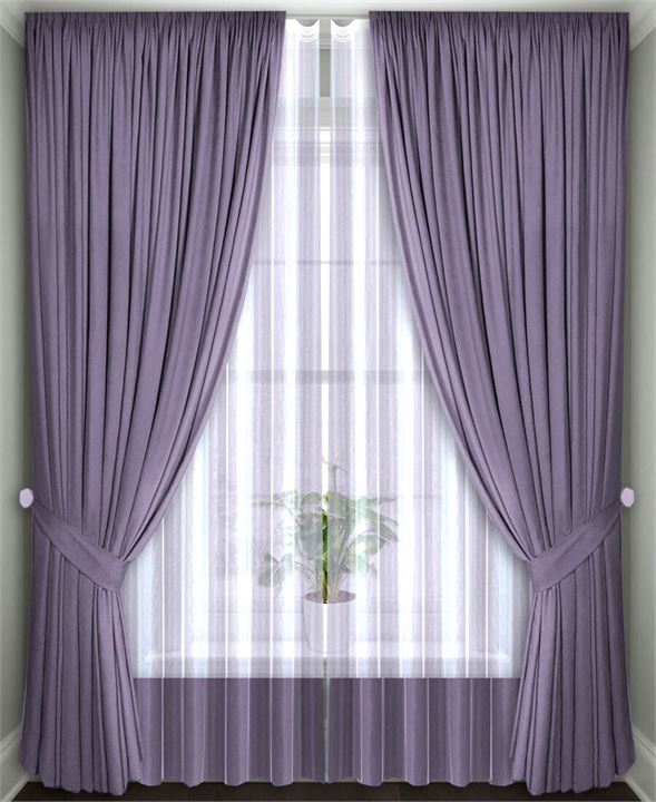 Комплект штор Кармен 150х260 с вуалью, фиолетовый 60094