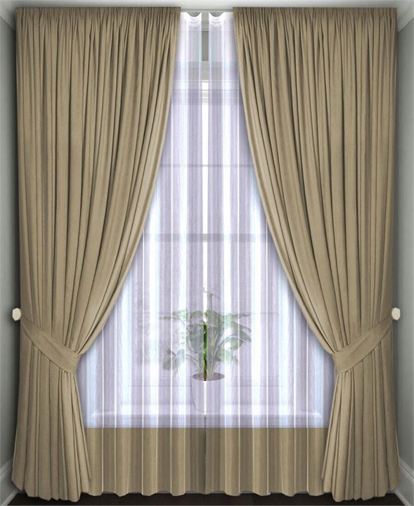 Комплект штор Кармен 150х260 с вуалью, бежевый 60095
