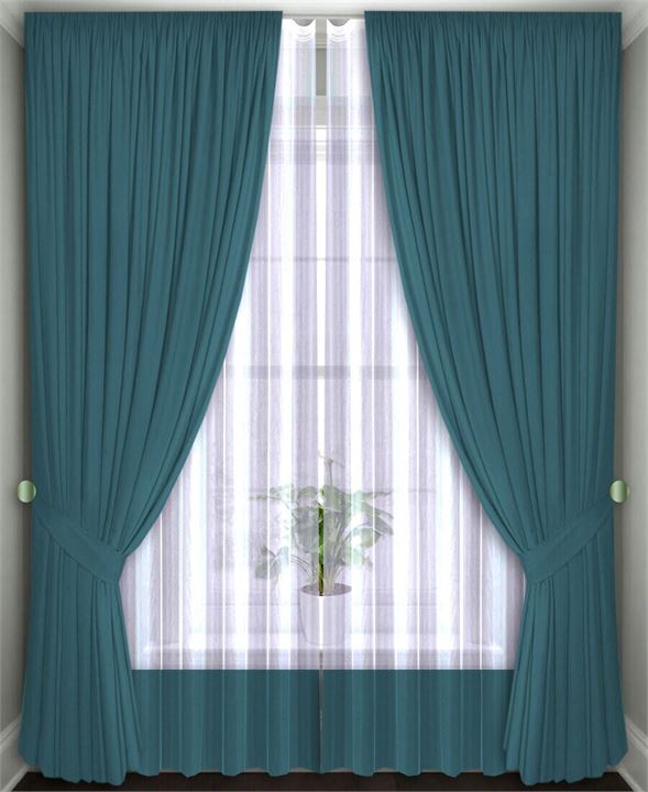 Комплект штор Кармен 150х260 с вуалью, темно-бирюзовый 60135