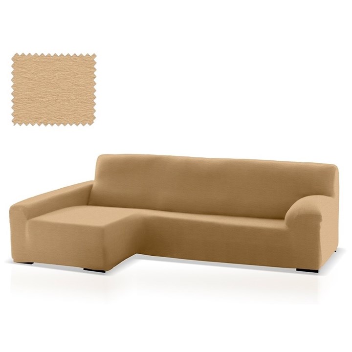 ТЕЙДЕ БЕЖ Чехол на угловой диван с оттоманкой и длинным подлокотником слева - фото 36363