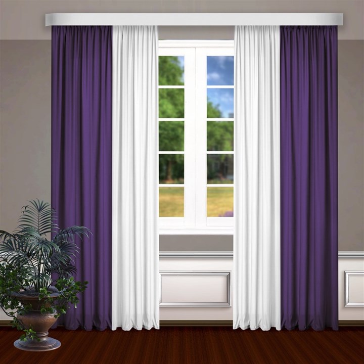 Комбинированные шторы Габриэль, белый/фиолетовый - фото 99422