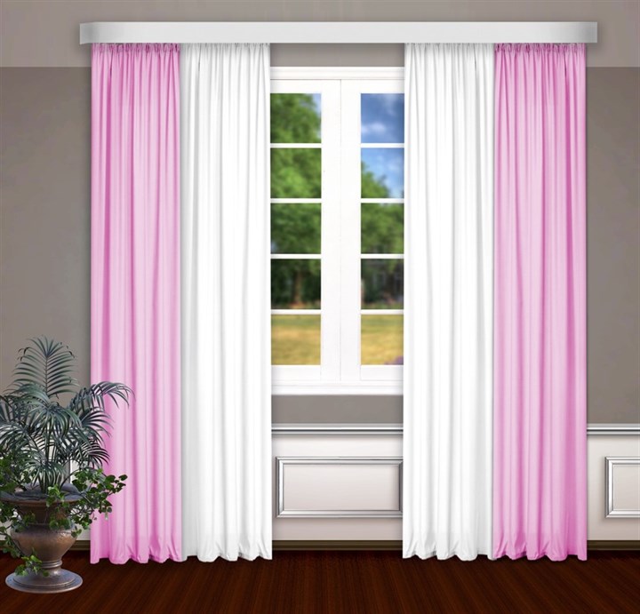 Комбинированные шторы Габриэль, белый/розовый - фото 99429