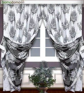 Готовые шторы Блэкаут-жаккард Корона белый/графит 180х270, 2 шт. 50012