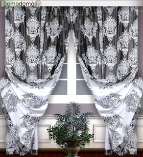 Готовые шторы Блэкаут-жаккард Корона графит 180х270, 2 шт. 50013