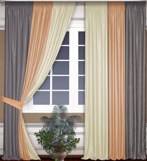 Комбинированные шторы Софт персиковый/серый