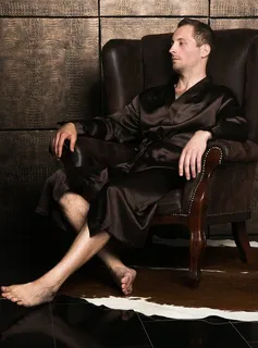 CHOCOLATE / ШОКОЛАД XXL (52-54) Мужской шелковый халат, 100% Mulberry MRCH2002XL