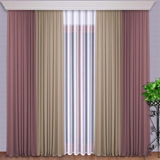 Готовые шторы Кармен Дуэт (выс.290) бежевый/пыльно-розовый