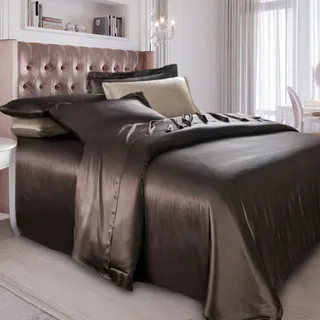 SILK COTTON ШОКОЛАД Шелковое постельное белье евромакси MS1002 EM