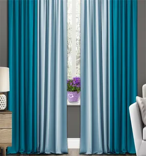 Готовые шторы Габриэль Дуэт 150х300, 2 шт. бирюзовые/голубые 74017