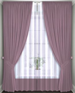 Комплект штор Кармен 150х260 с вуалью, пудрово-сиреневый 60091
