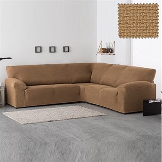АЛЯСКА БЕЖ Чехол на классический угловой диван от 270 до 480 см универсальный