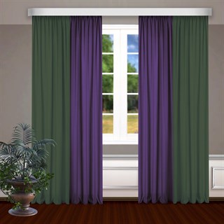 Комбинированные шторы Габриэль, зеленый/фиолетовый