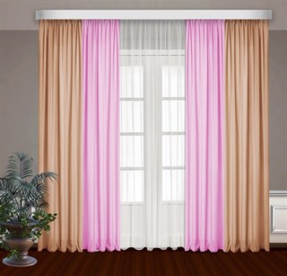 Комбинированные шторы Габриэль с тюлем, розовый/персиковый