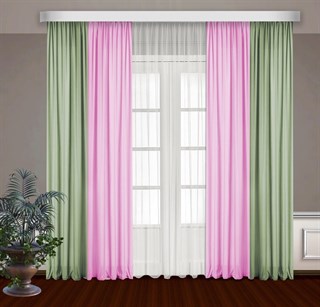 Комбинированные шторы Габриэль с тюлем, розовый/фисташковый