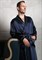 BRILLIANT DARK BLUE PREMIUM XXXXL (56-58) Мужской шелковый халат, 100% Mulberry MRNAVYB2004XL