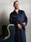 BRILLIANT DARK BLUE PREMIUM XXXXL (56-58) Мужской шелковый халат, 100% Mulberry MRNAVYB2004XL